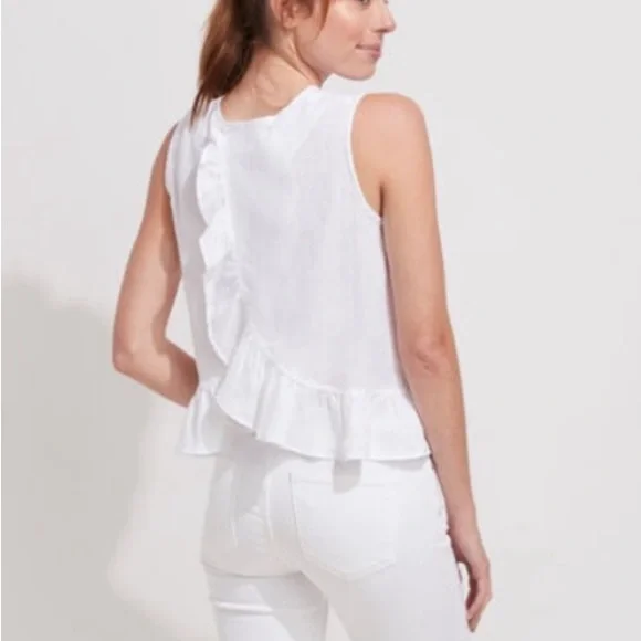 NWT Vineyard Vines Linen Ruffle Tank Blouse S - Picture 1 of 13